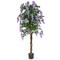 5.5 ft Artificial Wisteria Tree with Purple Flowers and Realistic Leaves Moss and Solid Wood Pot